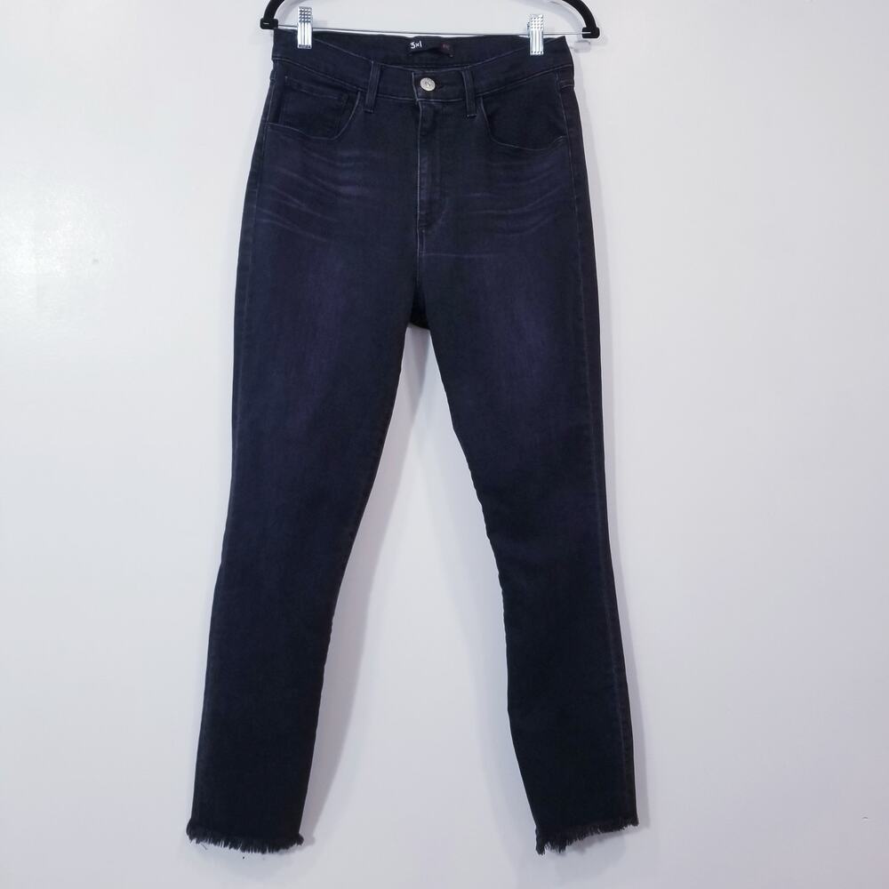 3x1 NYC Skinny Jeans Black High Rise Frayed Hem Denim